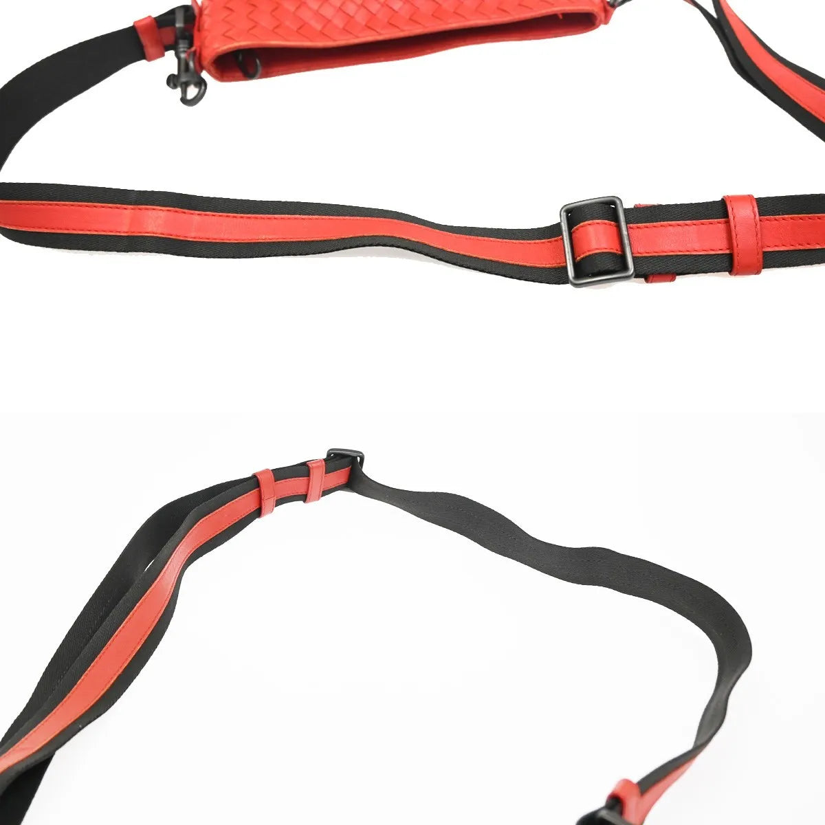 Bottega Veneta Flat Messenger Intrecciato Nappa Red Leather Shoulder Bag Bag (Pre-Owned)