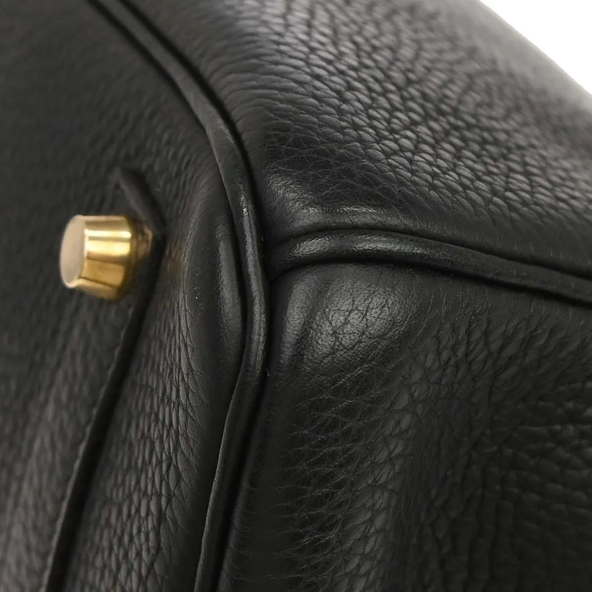 Hermes Birkin Handbag Taurillon Clemence Black Leather Handbag (Pre-Owned)