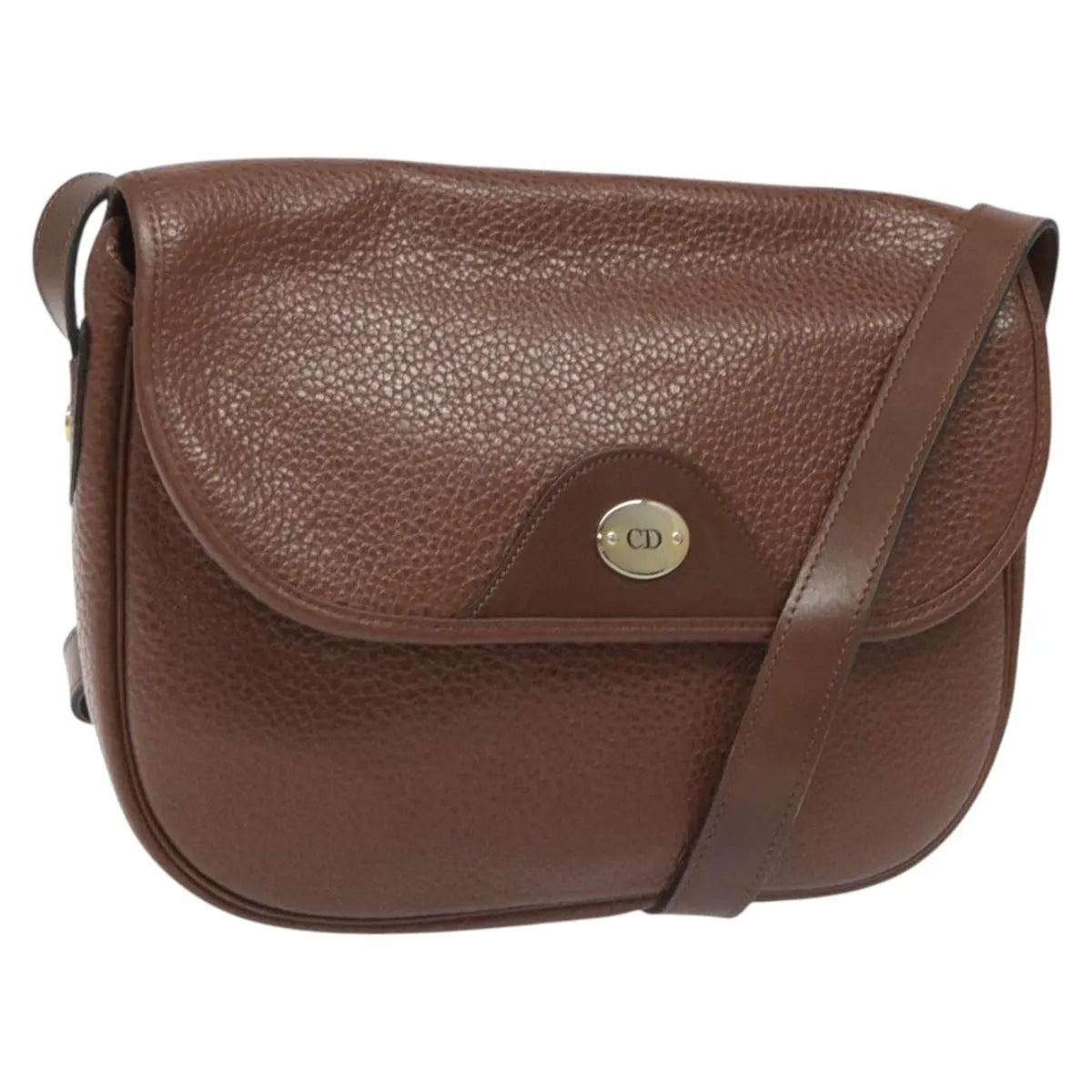 Christian Dior Vintage Cd Flap Leather Brown Leather Shoulder Bag Bag (Pre-Owned)