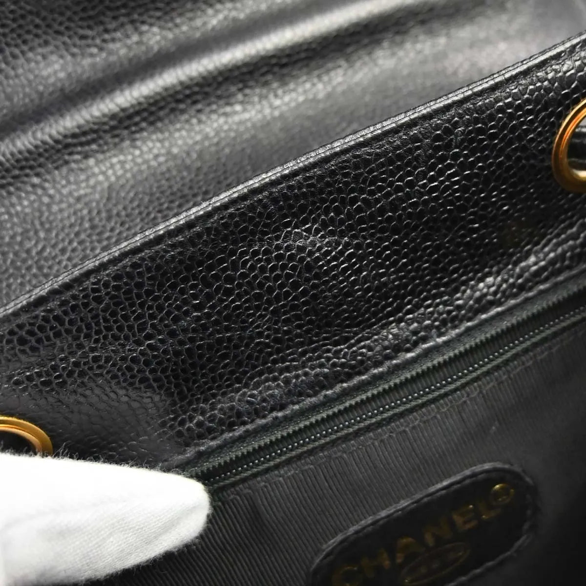 Chanel Vintage Caviar Black Leather Backpack Bag (Pre-Owned)