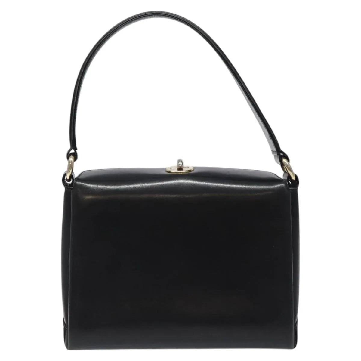 Gucci Vintage Convertible Box Leather Black Leather Handbag (Pre-Owned)
