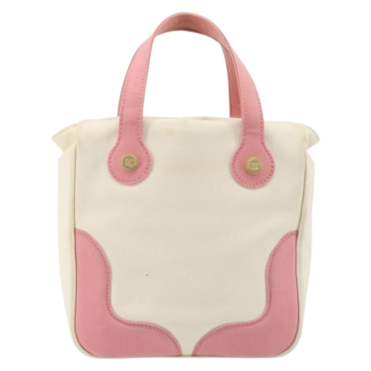 Chanel Vintage Cc Tote Canvas Beige Canvas Tote Bag Bag (Pre-Owned)