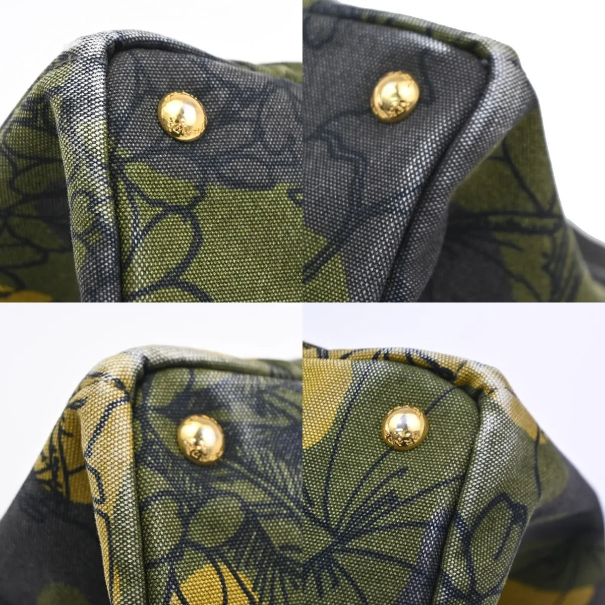 Prada Canapa Tote Printed Canvas Green Canvas Tote Bag Bag (Pre-Owned)