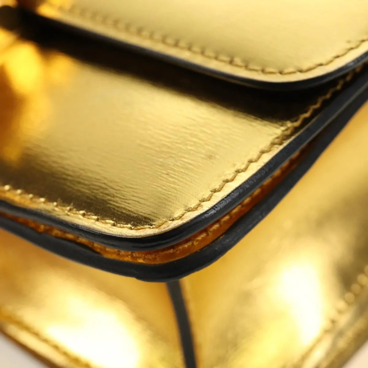 Celine Flap Shoulder Leather Gold Leather Shoulder Bag Bag (Pre-Owned)