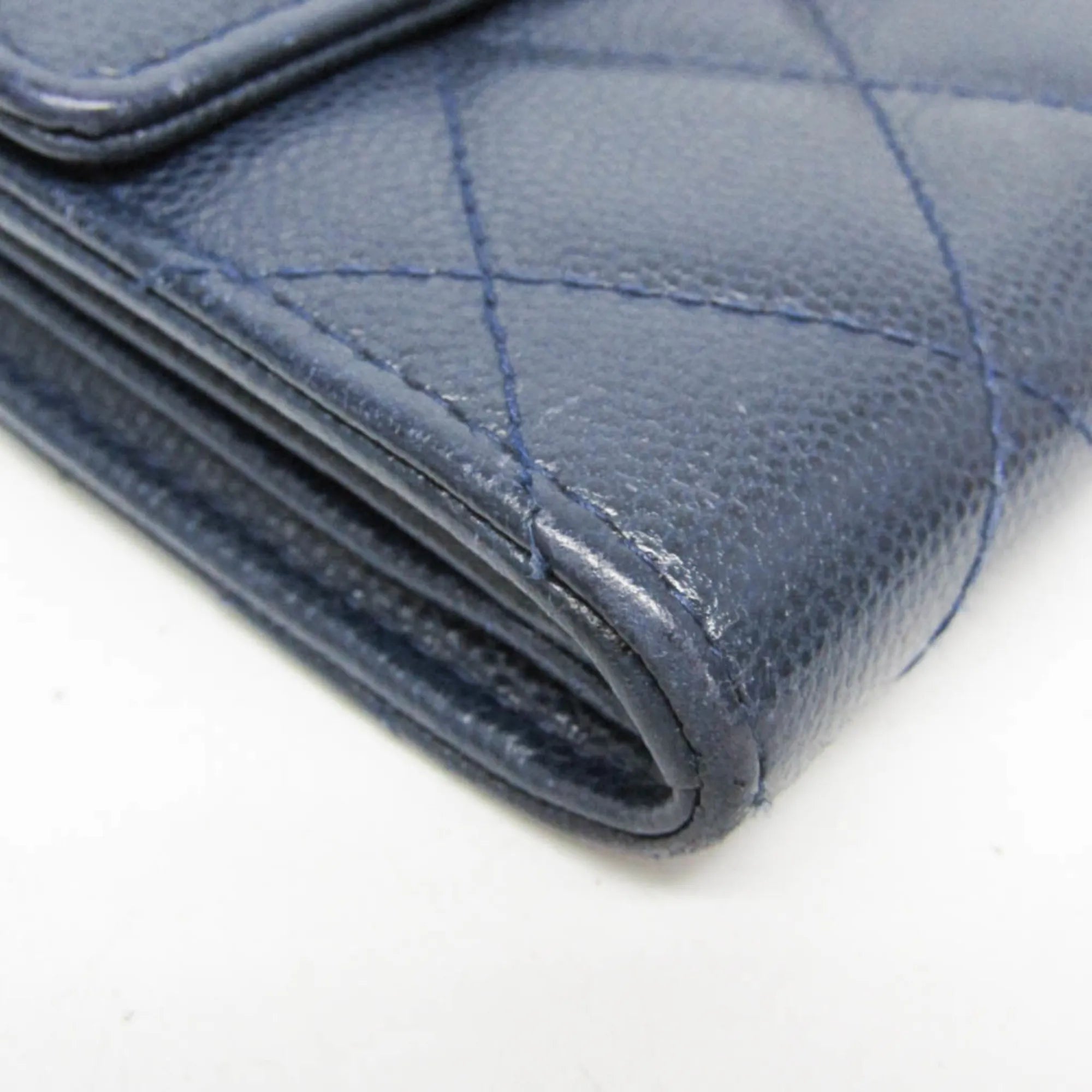 Chanel Matelasse Zippy Cc Navy Calfskin Wallets Accessory (Pre-Owned)