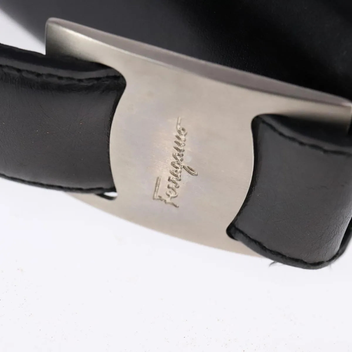 Salvatore Ferragamo Vintage Top Handle Leather Black Leather Handbag (Pre-Owned)