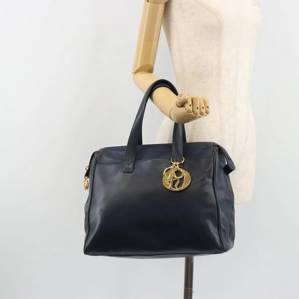 Christian Dior Vintage Leather Navy Leather Handbag (Pre-Owned)