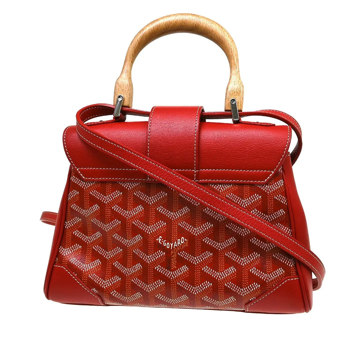 Goyard Saigon Top Handle Coated Canvas With Leather Red Canvas Handbag (Pre-Owned)