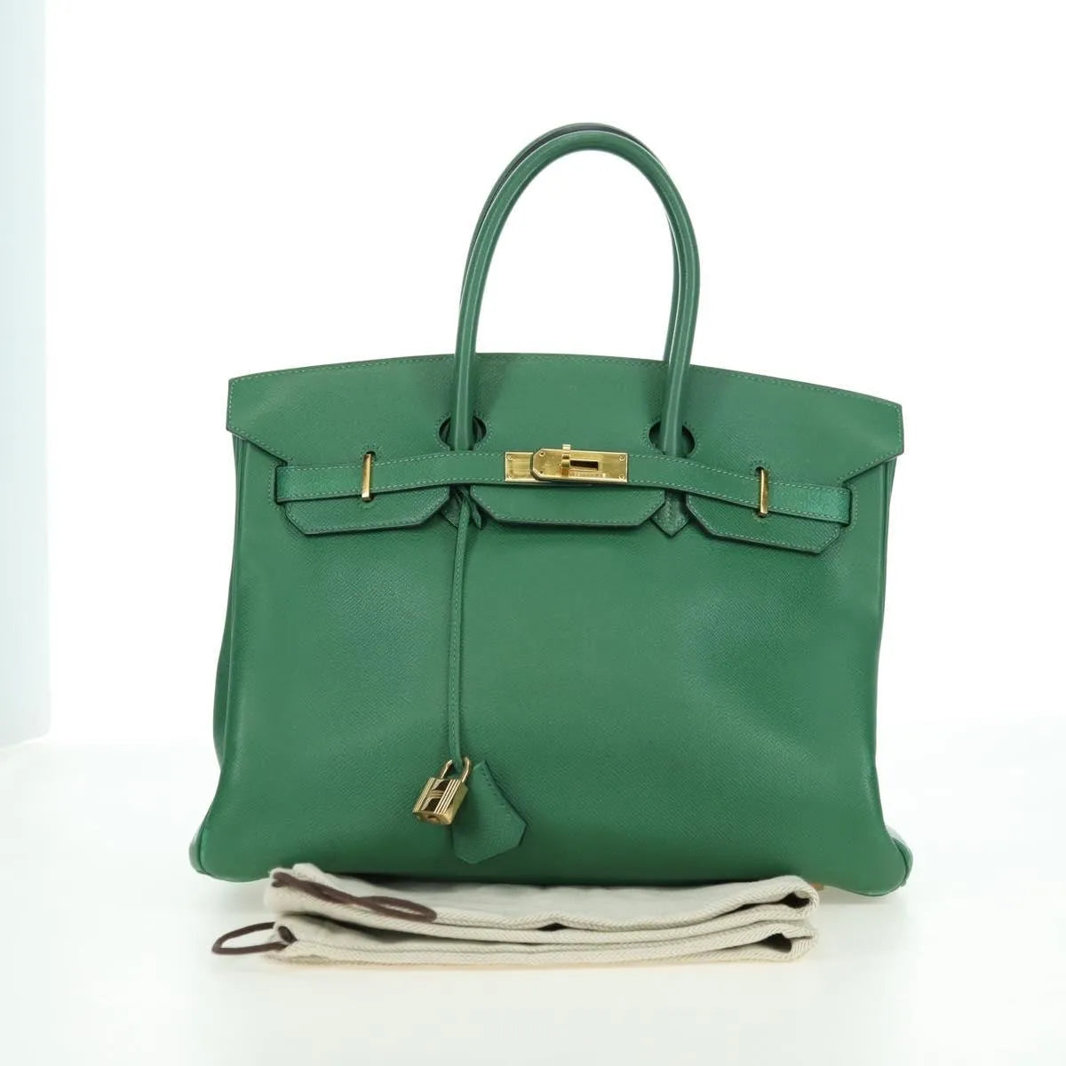 Hermes Birkin Handbag Green Togo With Gold Hardware Green Leather Handbag (Pre-Owned)