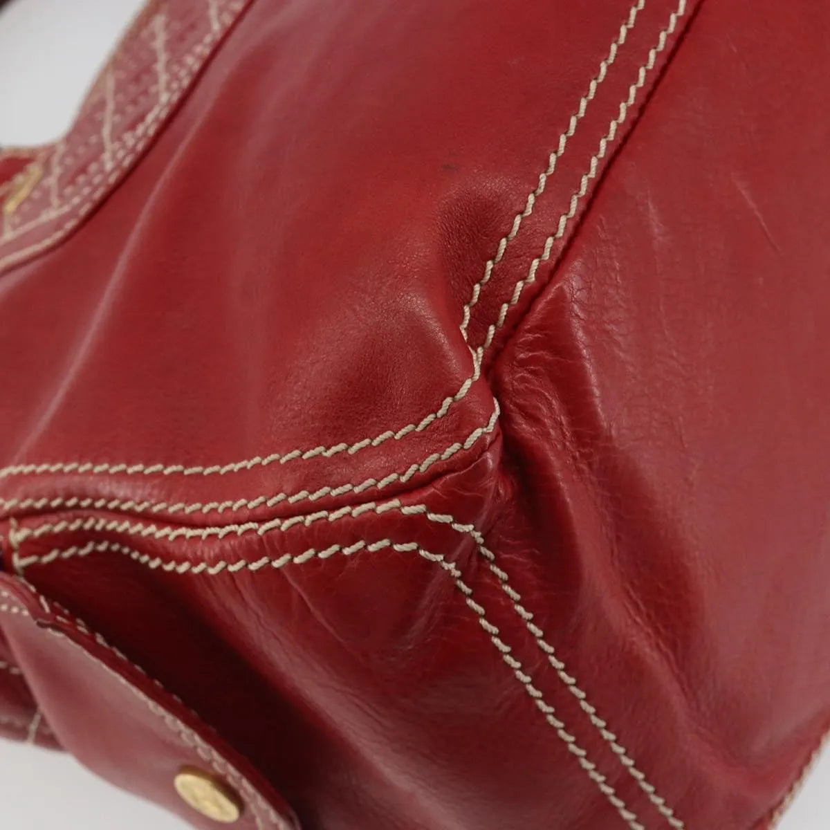 Celine Boogie Satchel Leather Red Leather Handbag (Pre-Owned)