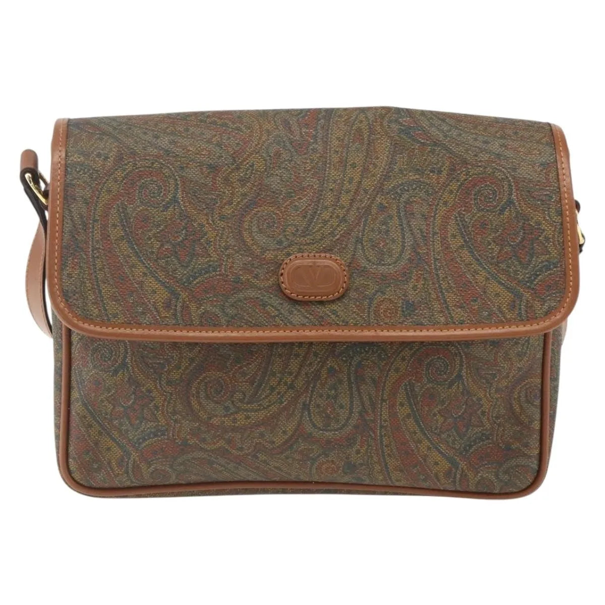 Valentino Garavani Vintage Canvas And Leather Brown Canvas Shoulder Bag Bag (Pre-Owned)