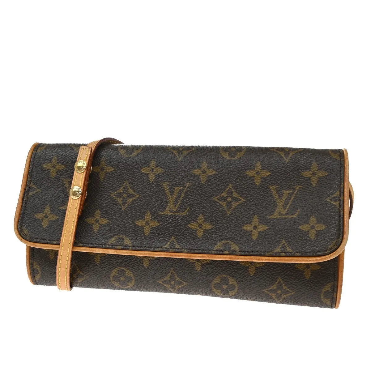 Louis Vuitton Twin Monogram Brown Leather Clutche & Pouche Bag (Pre-Owned)