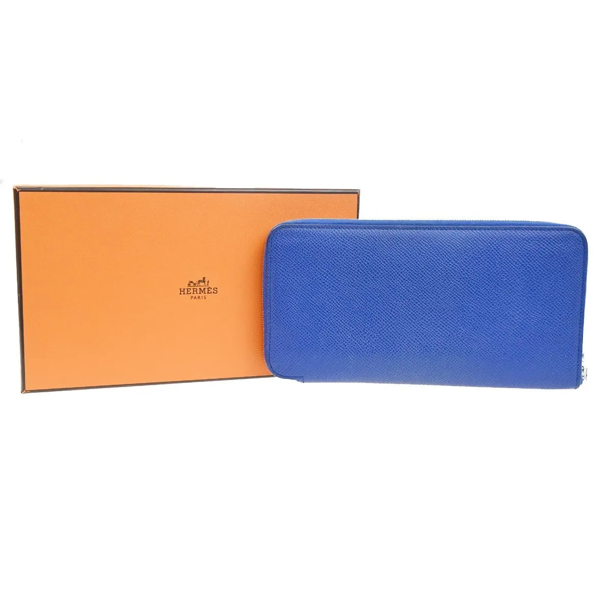 Hermes Azap Zip Around Silk'in Epsom Blue Leather Wallets Accessory (Pre-Owned)