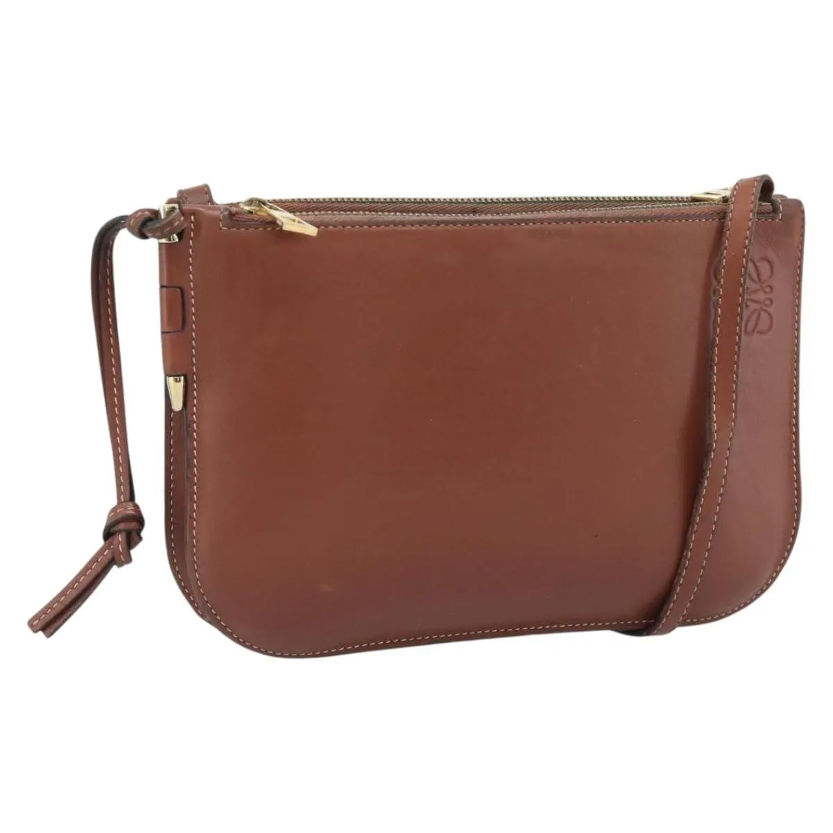 Loewe Gate Double Zip Leather Brown Leather Shoulder Bag Bag (Pre-Owned)