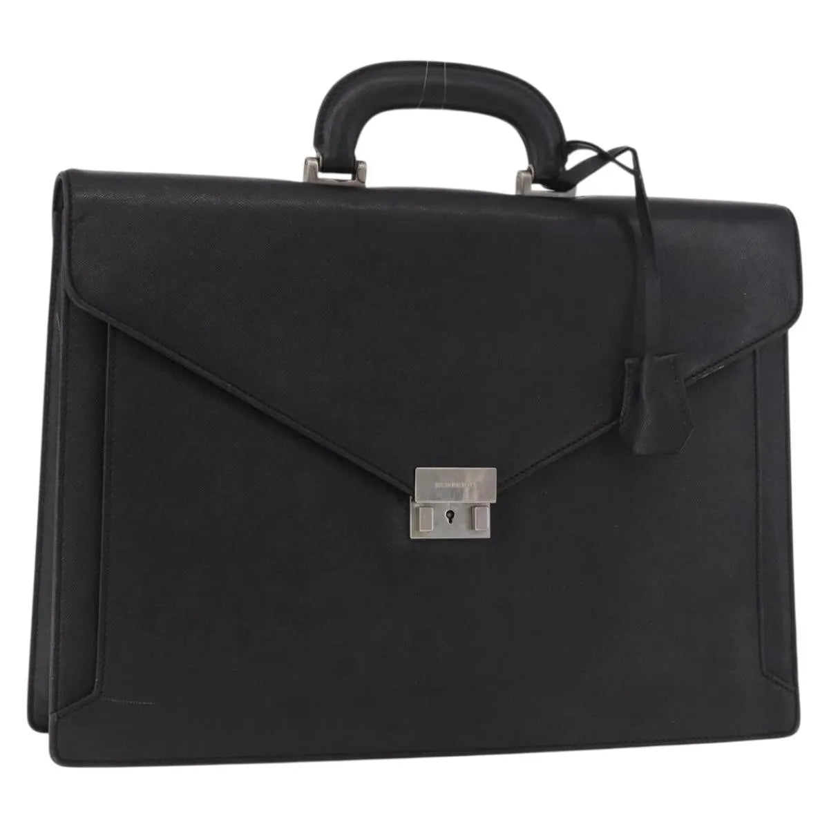 Burberry Vintage Leather Black Leather Briefcase Bag (Pre-Owned)