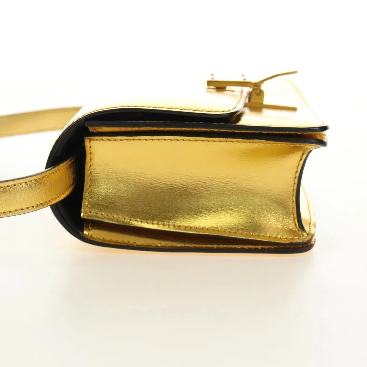 Celine Flap Shoulder Leather Gold Leather Shoulder Bag Bag (Pre-Owned)