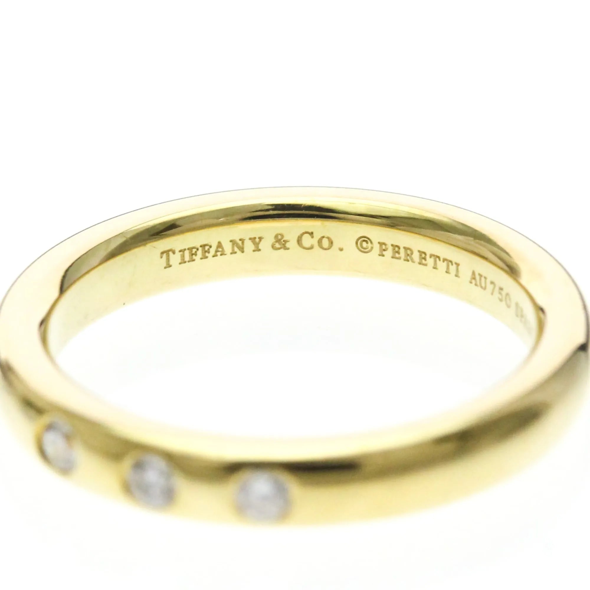 Tiffany & Co. Elsa Peretti 3 Diamond Stacking Band 18K Yellow Gold With Diamonds Gold Yellow_Gold Ring Jewelry (Pre-Owned)