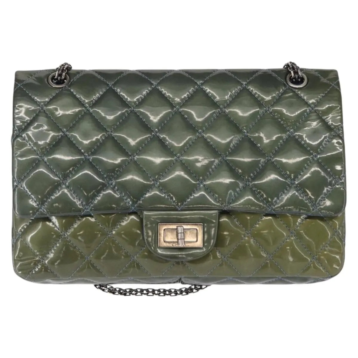 Chanel Reissue 2.55 Flap Quilted Patent Green Patent_Leather Shoulder Bag Bag (Pre-Owned)