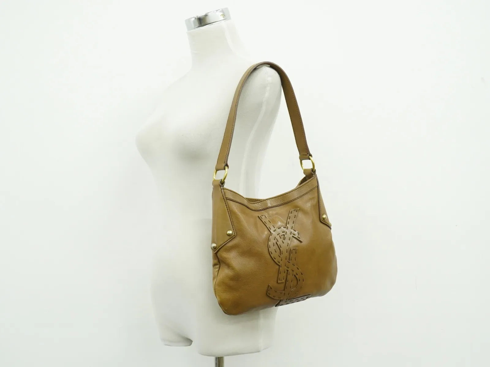 Saint Laurent Mombasa Hobo Leather Brown Leather Shoulder Bag Bag (Pre-Owned)