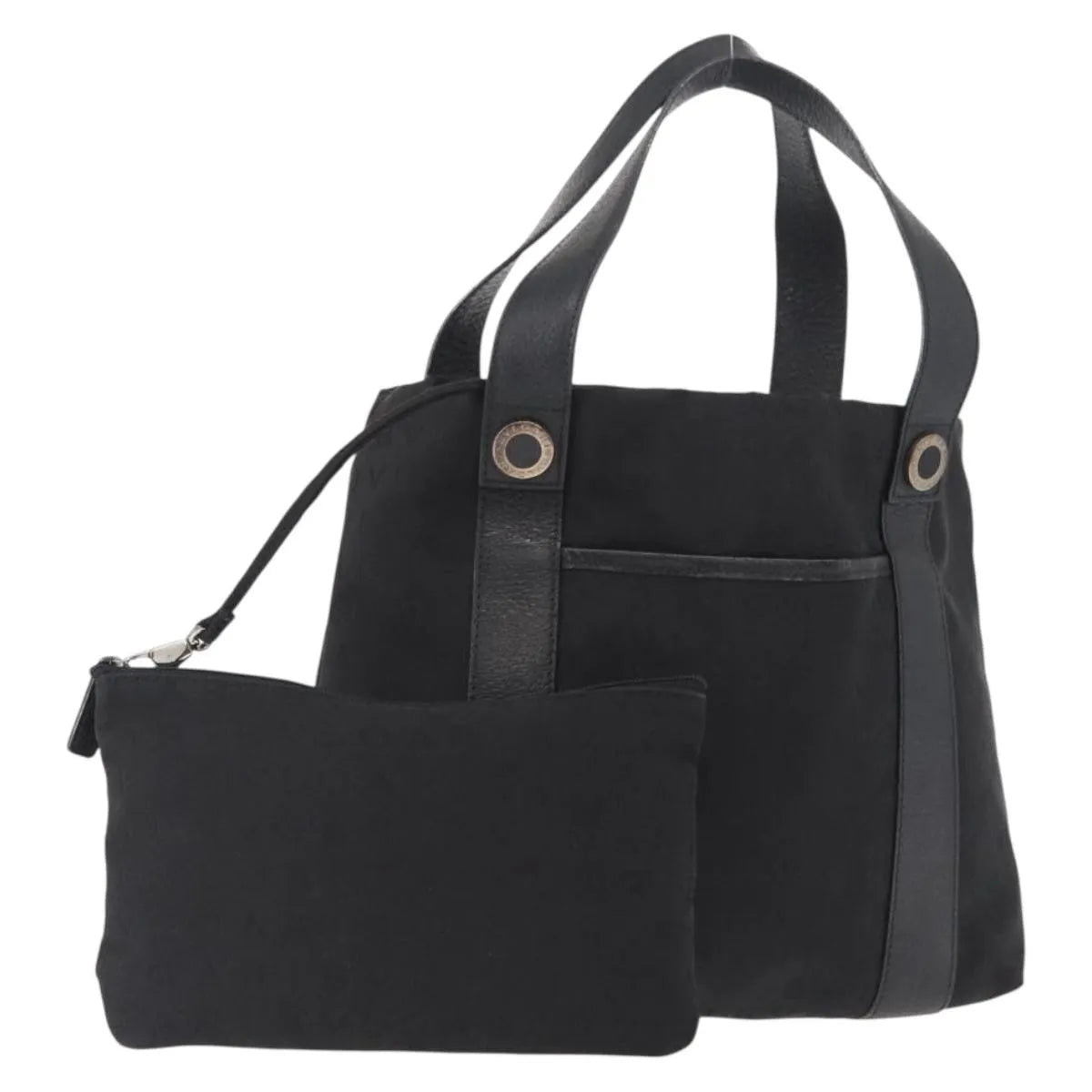 Bvlgari Logomania Canvas Black Canvas Tote Bag Bag (Pre-Owned)