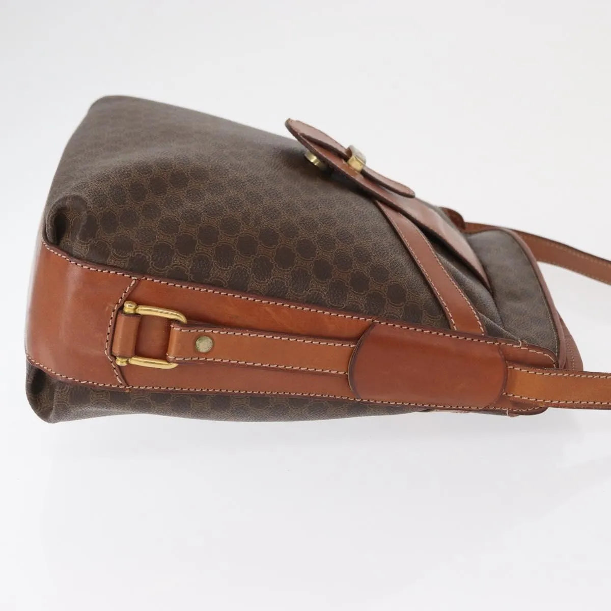 Celine Vintage Macadam Canvas And Leather Brown Canvas Shoulder Bag Bag (Pre-Owned)