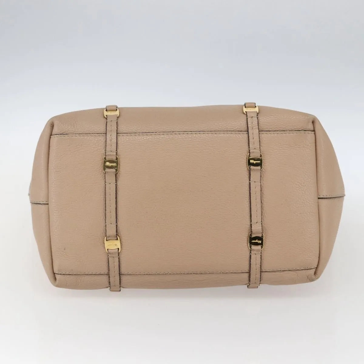 Salvatore Ferragamo Vala Tote Leather Beige Leather Tote Bag Bag (Pre-Owned)