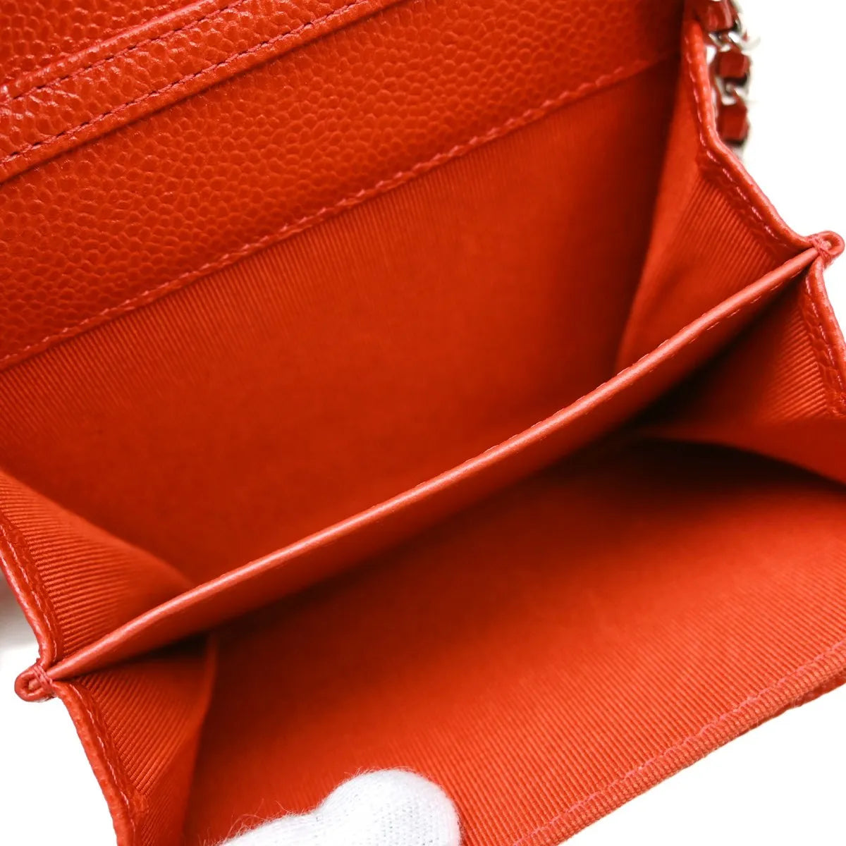Chanel Vintage Cc Mini Chain Shoulder Bag Leather Red Calfskin Crossbody Bag Bag (Pre-Owned)