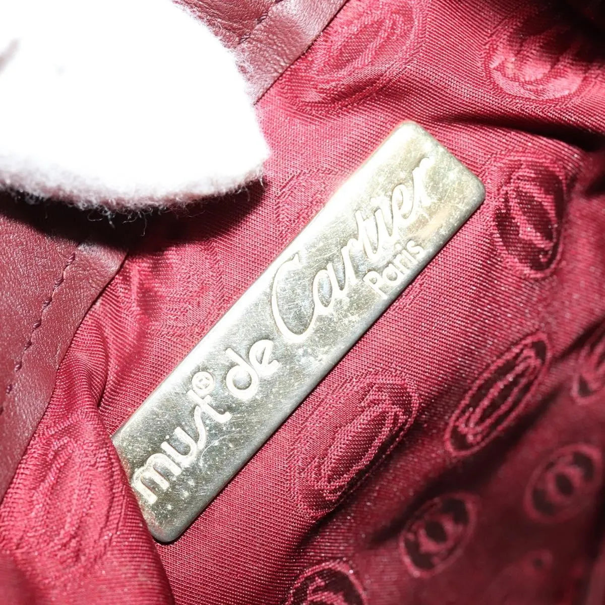 Cartier Must De Cartier Leather Red Leather Shoulder Bag Bag (Pre-Owned)