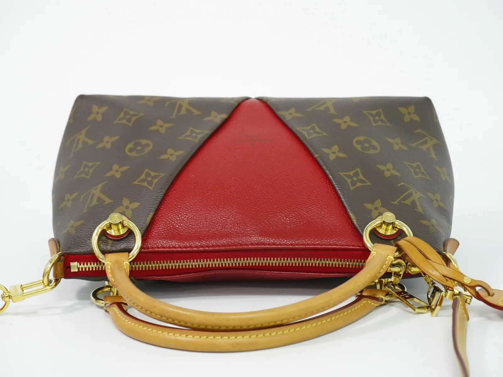 Louis Vuitton V Tote Monogram Canvas And Leather Brown Canvas Handbag (Pre-Owned)