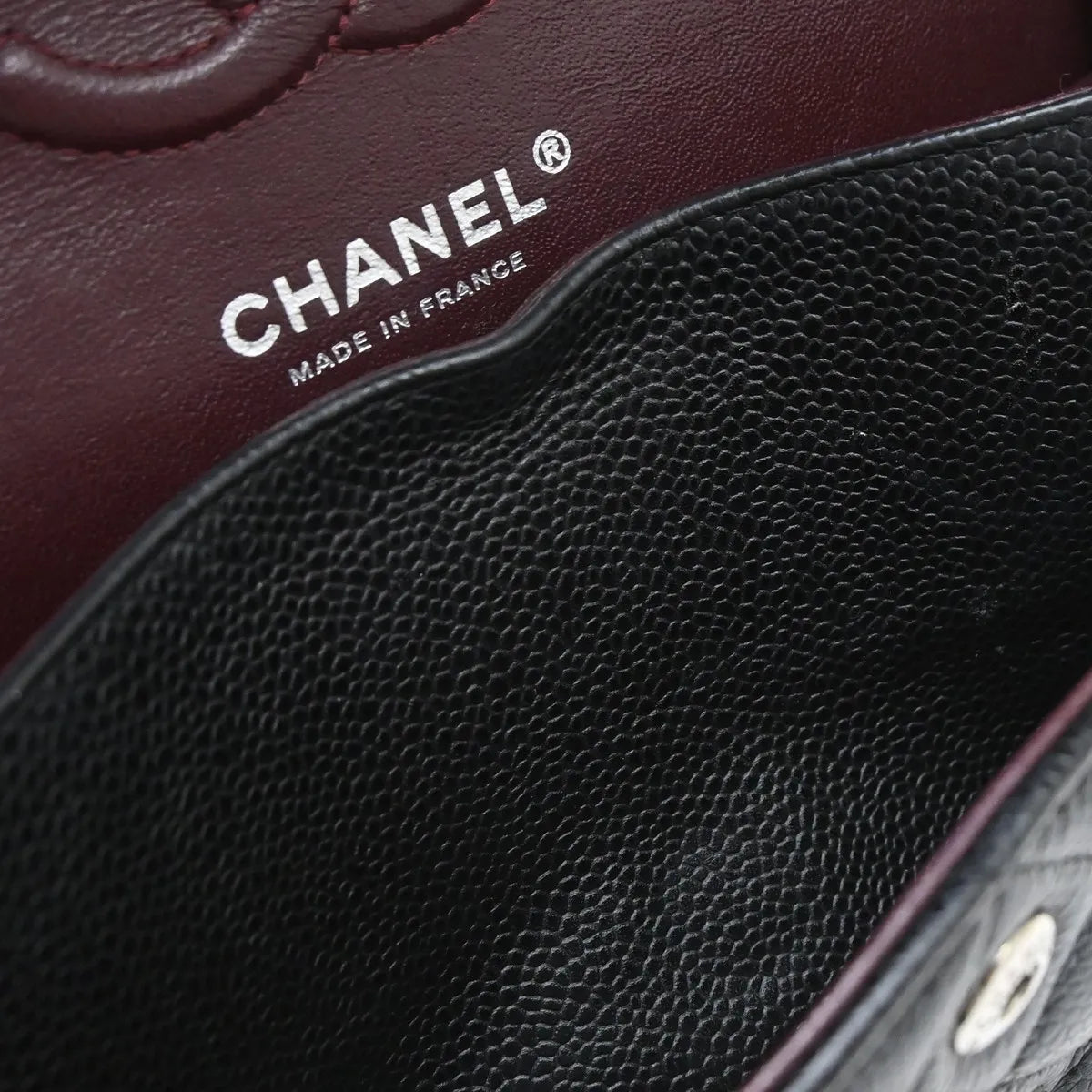 Chanel Vintage Classic Double Flap Quilted Caviar Black Calfskin Handbag (Pre-Owned)