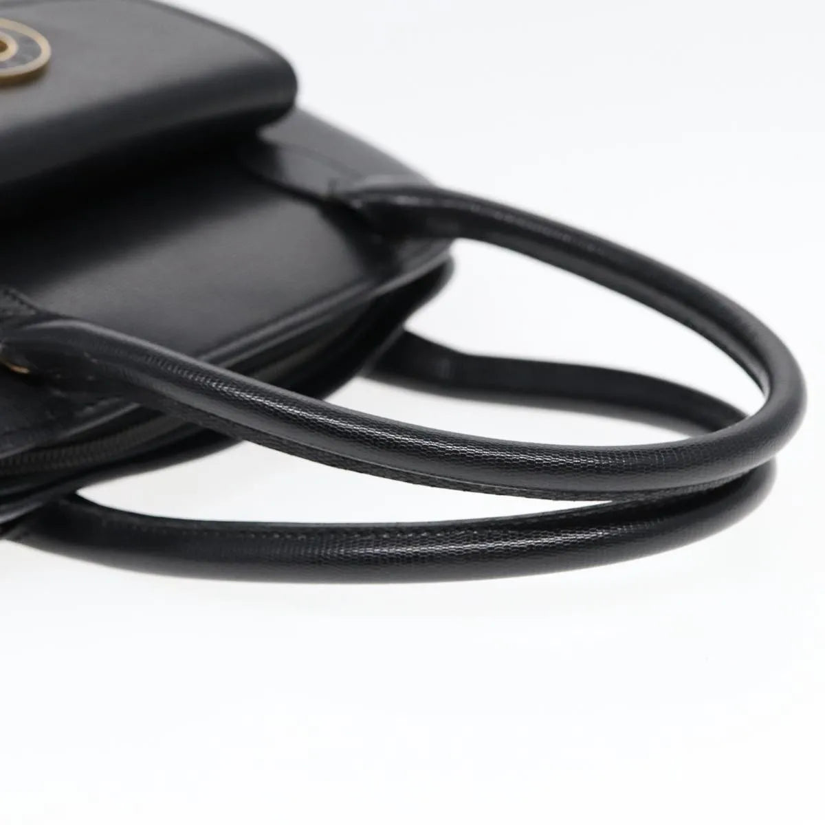 Celine Circle Logo Leather Black Leather Handbag (Pre-Owned)
