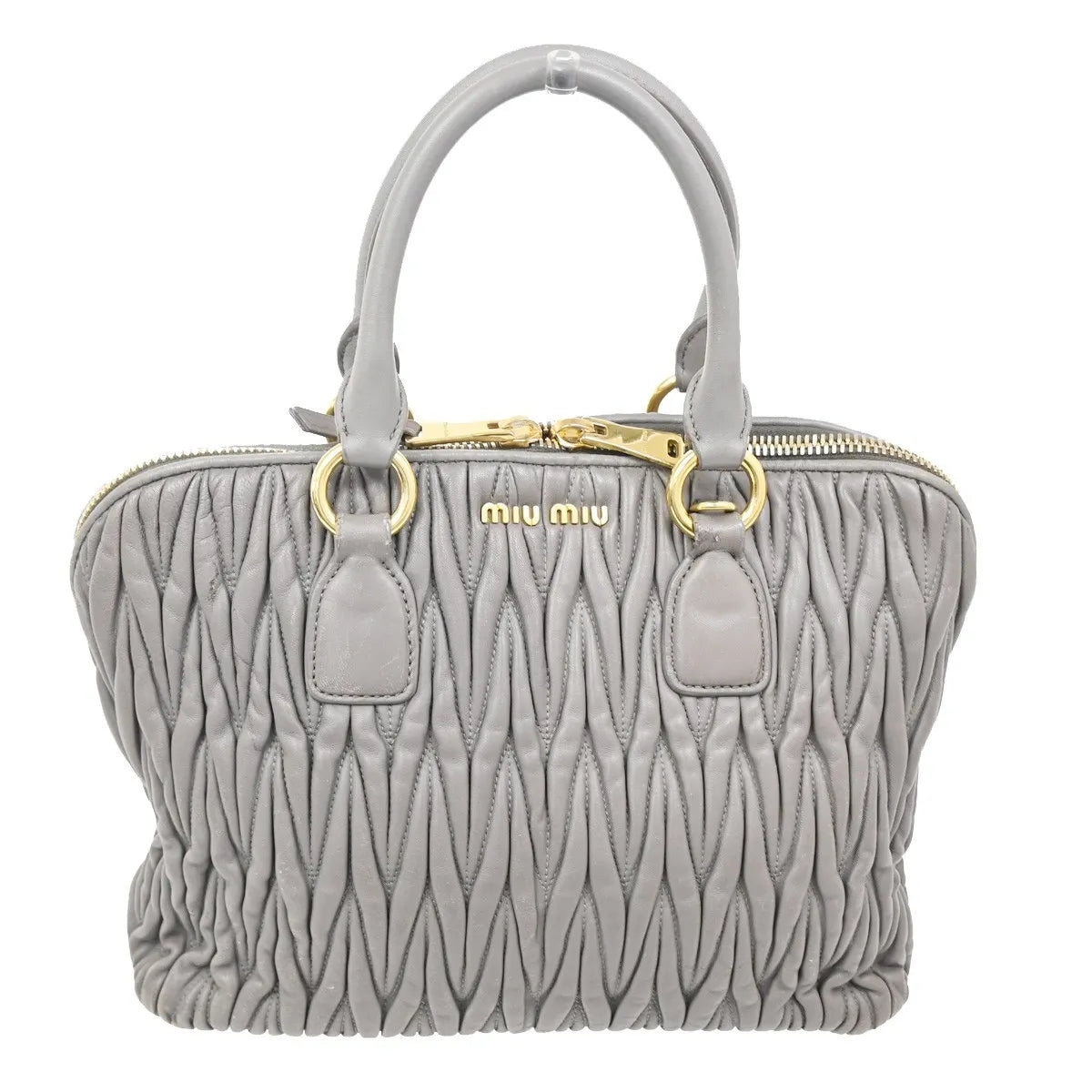 Miu Miu Madras Bowler Matelasse Leather Purple Leather Handbag (Pre-Owned)
