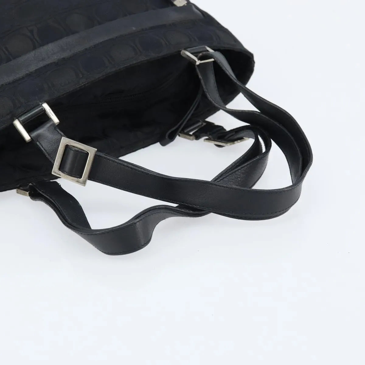 Salvatore Ferragamo Gancini Tote Gancini Canvas Black Nylon Tote Bag Bag (Pre-Owned)