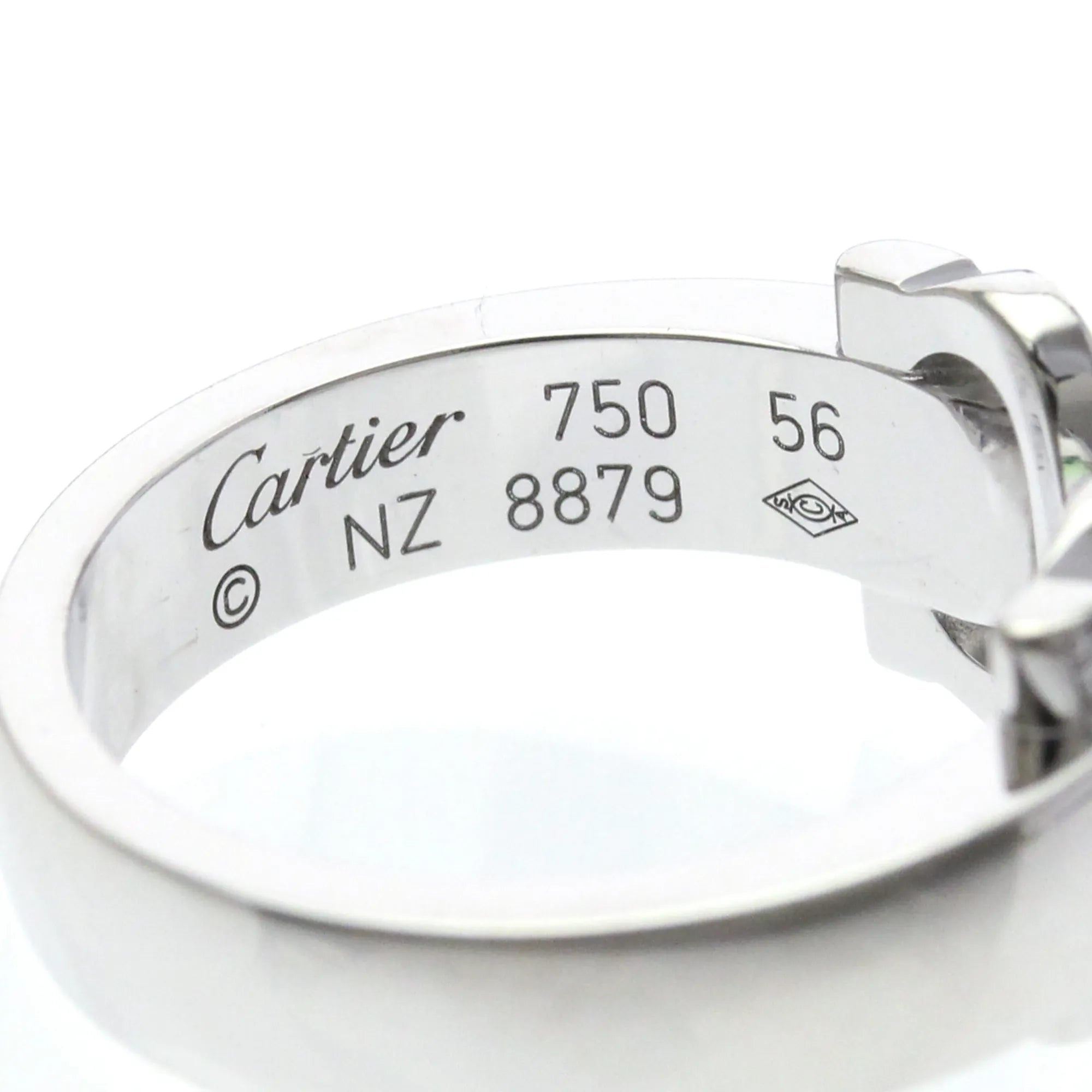 Cartier Vintage C De Cartier 18K White Gold With Diamonds Silver White_Gold Ring Jewelry (Pre-Owned)