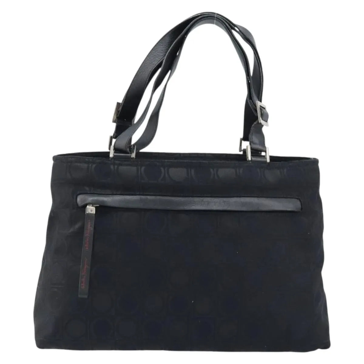 Salvatore Ferragamo Gancini Tote Gancini Canvas Black Nylon Tote Bag Bag (Pre-Owned)