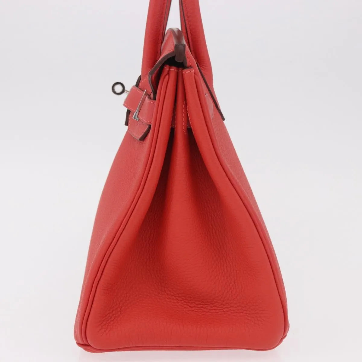 Hermes Birkin Handbag Red Togo With Palladium Hardware Red Leather Handbag (Pre-Owned)