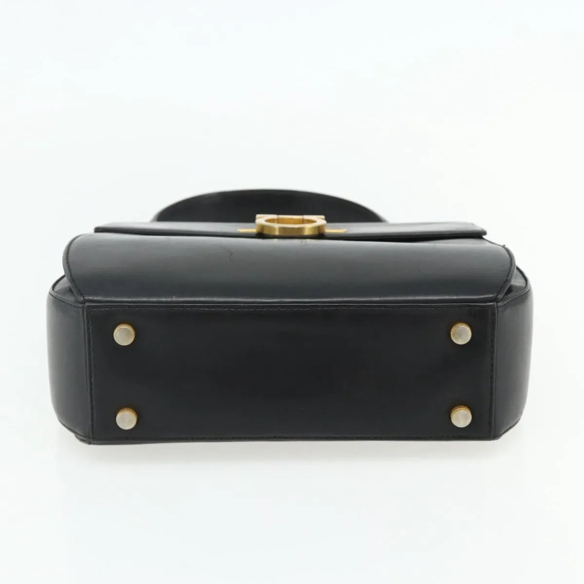 Salvatore Ferragamo Gancini Leather Black Leather Handbag (Pre-Owned)