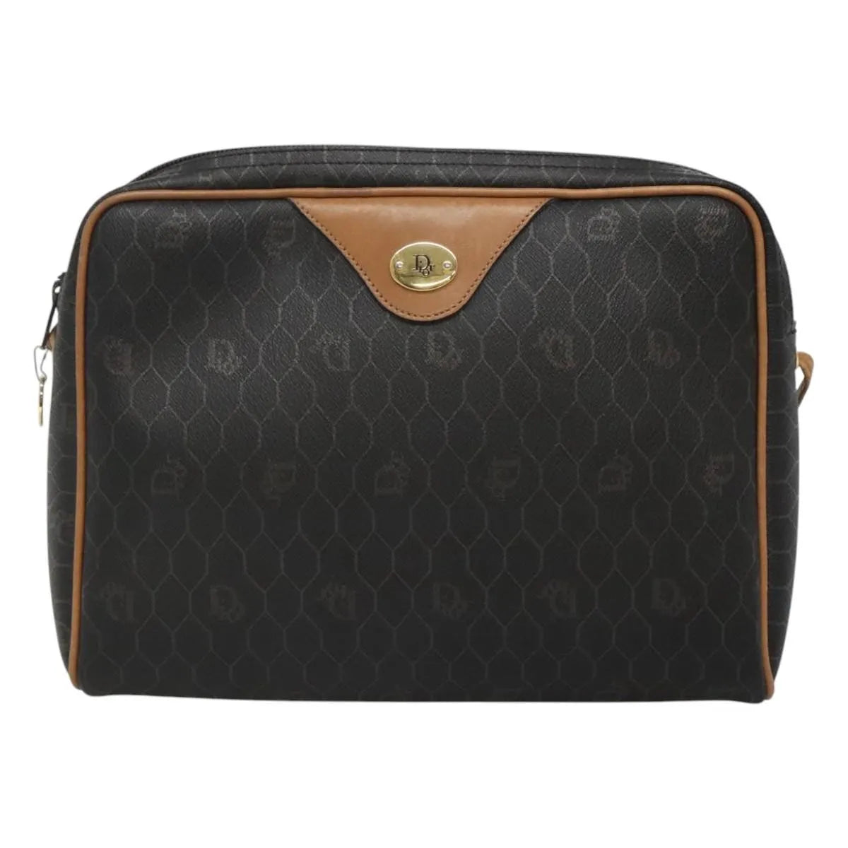 Christian Dior Vintage Honeycomb Canvas And Leather Black Canvas Shoulder Bag Bag (Pre-Owned)