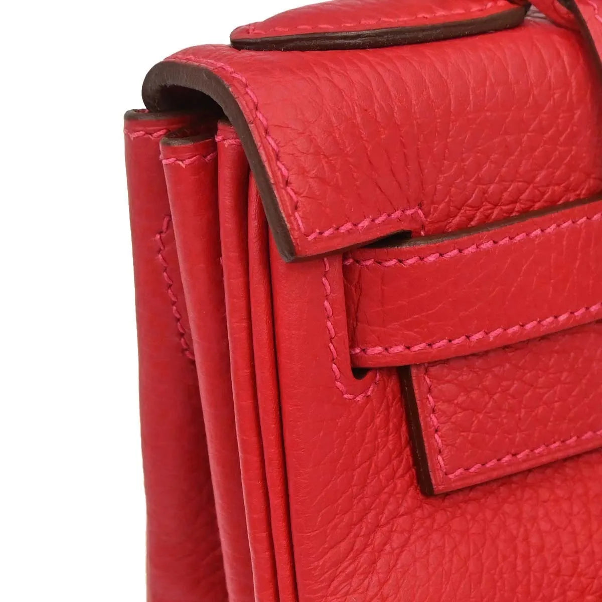 Hermes Kelly Retourne Clémence Taurillon Red Calfskin Handbag (Pre-Owned)