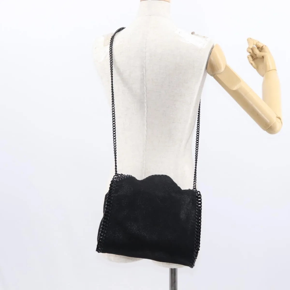 Stella Mccartney Falabella Fold Over Shaggy Deer Black Polyester Shoulder Bag Bag (Pre-Owned)