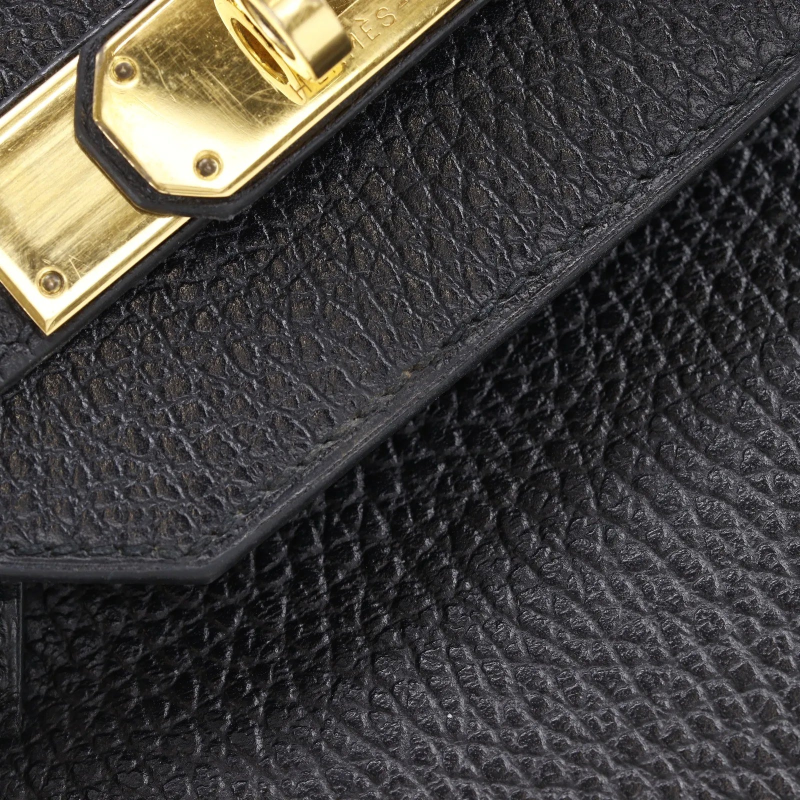 Hermes Birkin Black Ardennes With Gold Hardware Brown Leather Handbag (Pre-Owned)
