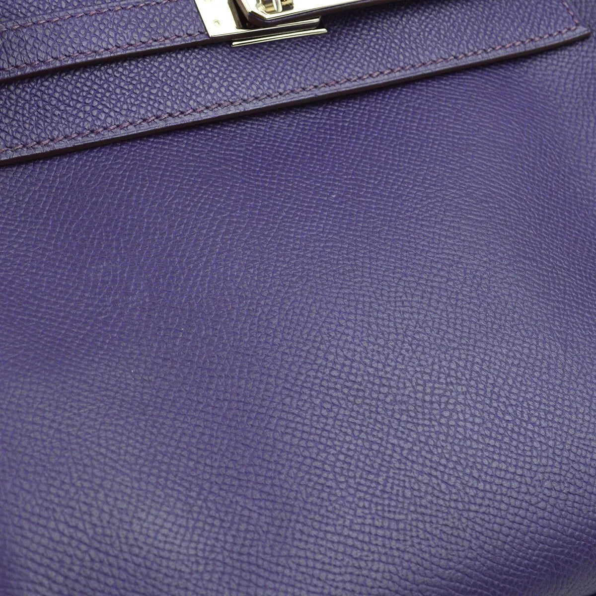 Hermes Kelly Purple Epsom With Palladium Hardware Purple Leather Handbag (Pre-Owned)