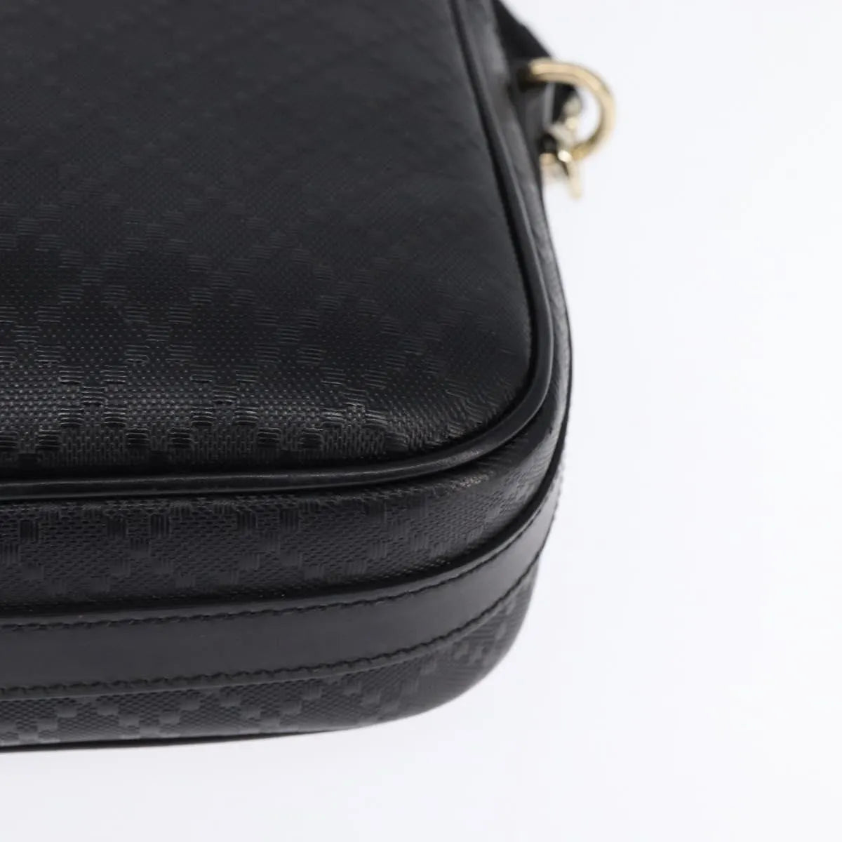 Gucci Bright Convertible Diamante Leather Black Leather Briefcase Bag (Pre-Owned)