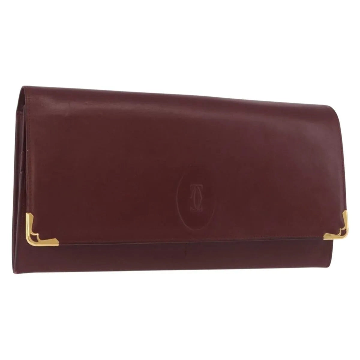 Cartier Must De Cartier Leather Burgundy Leather Clutche & Pouche Bag (Pre-Owned)