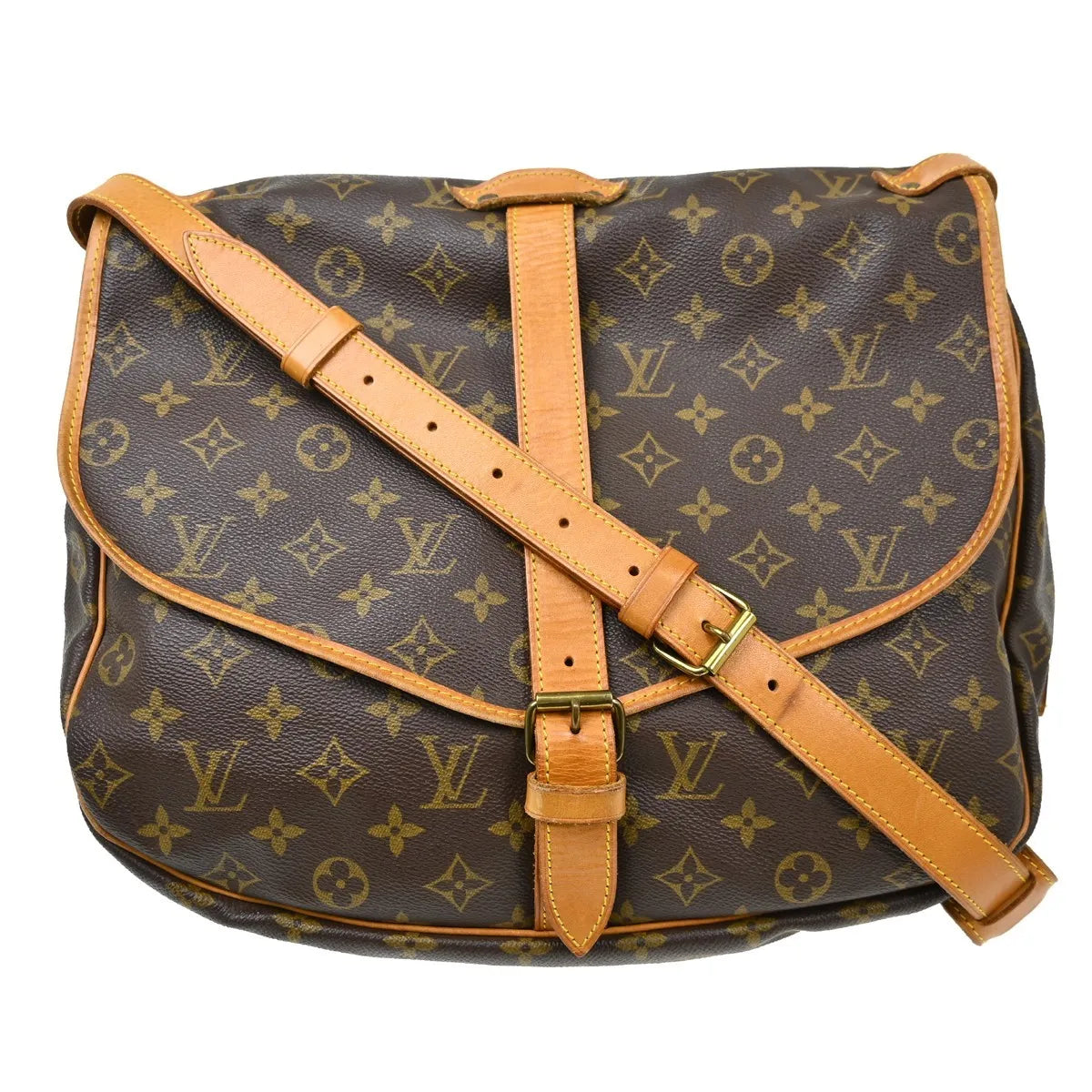 Louis Vuitton Saumur Handbag Monogram Canvas Brown Canvas Shoulder Bag Bag (Pre-Owned)