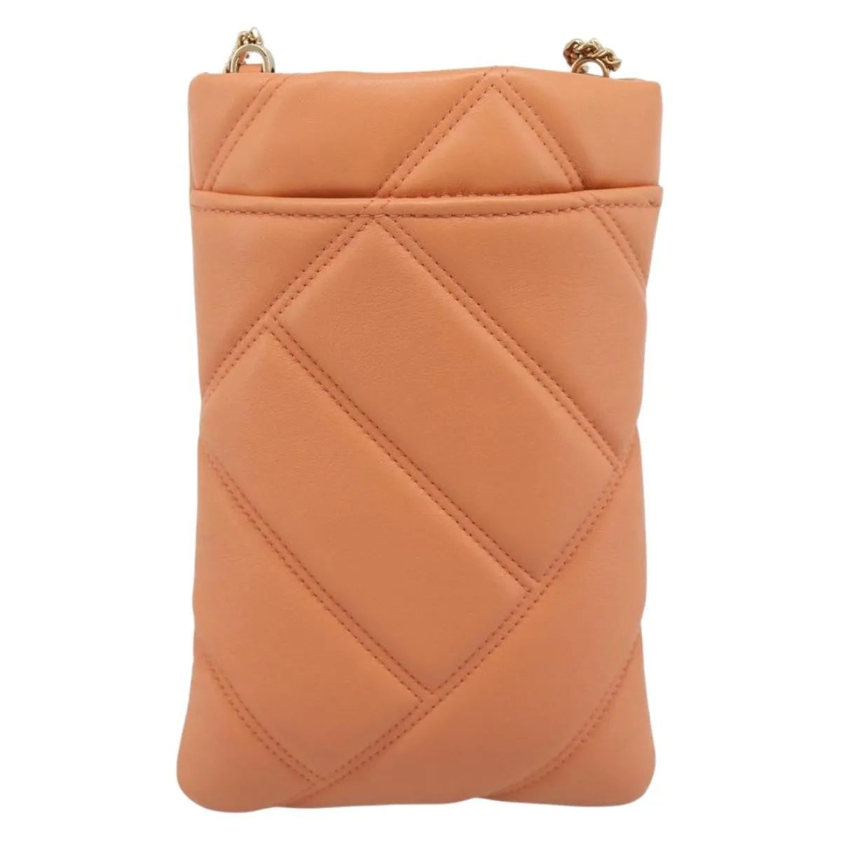 Bvlgari Serpenti Cabochon Phone Holder On Chain Diagonal Quilted Leather Orange Leather Clutche & Pouche Bag (Pre-Owned)