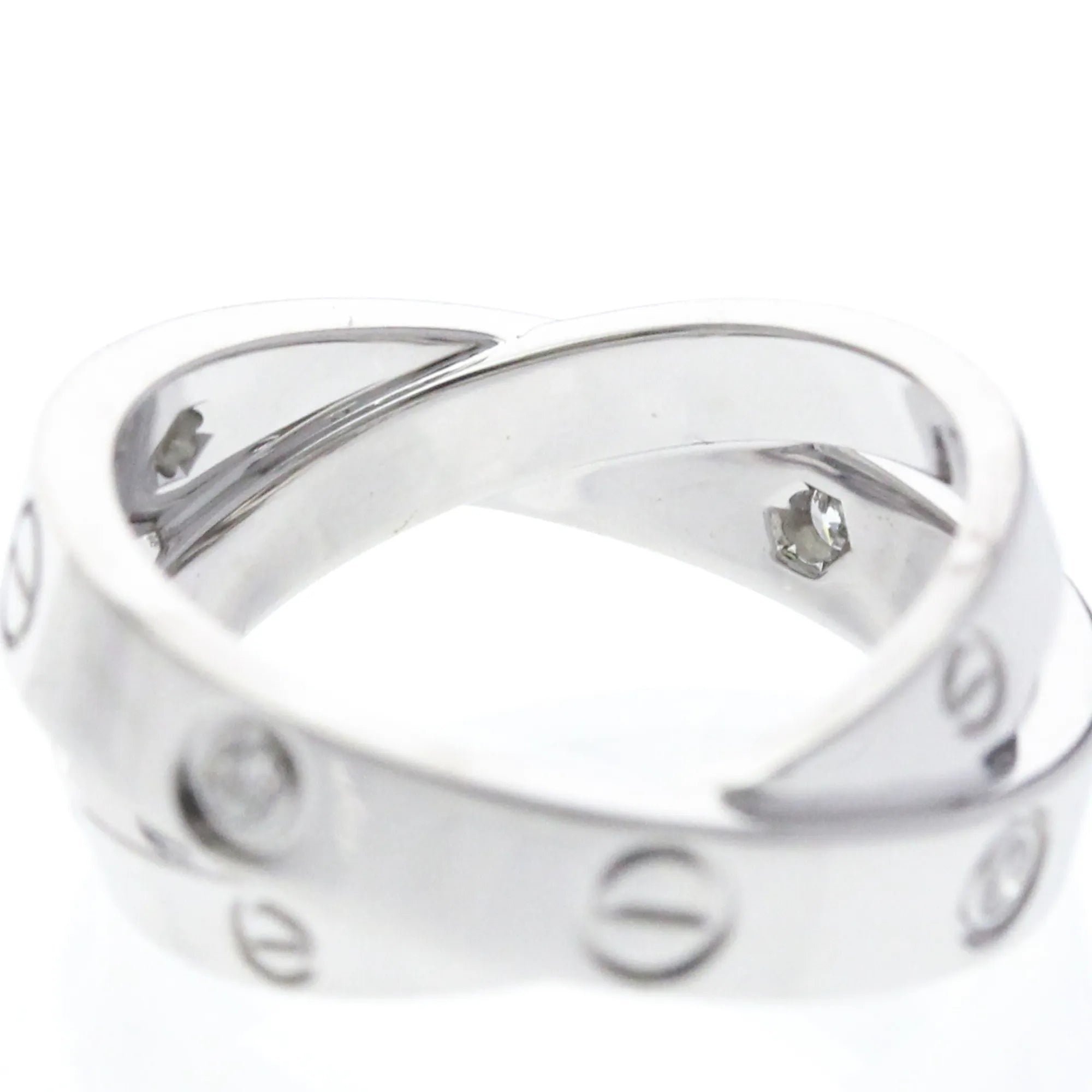 Cartier Be Love 18K White Gold With Diamonds Silver White_Gold Ring Jewelry (Pre-Owned)