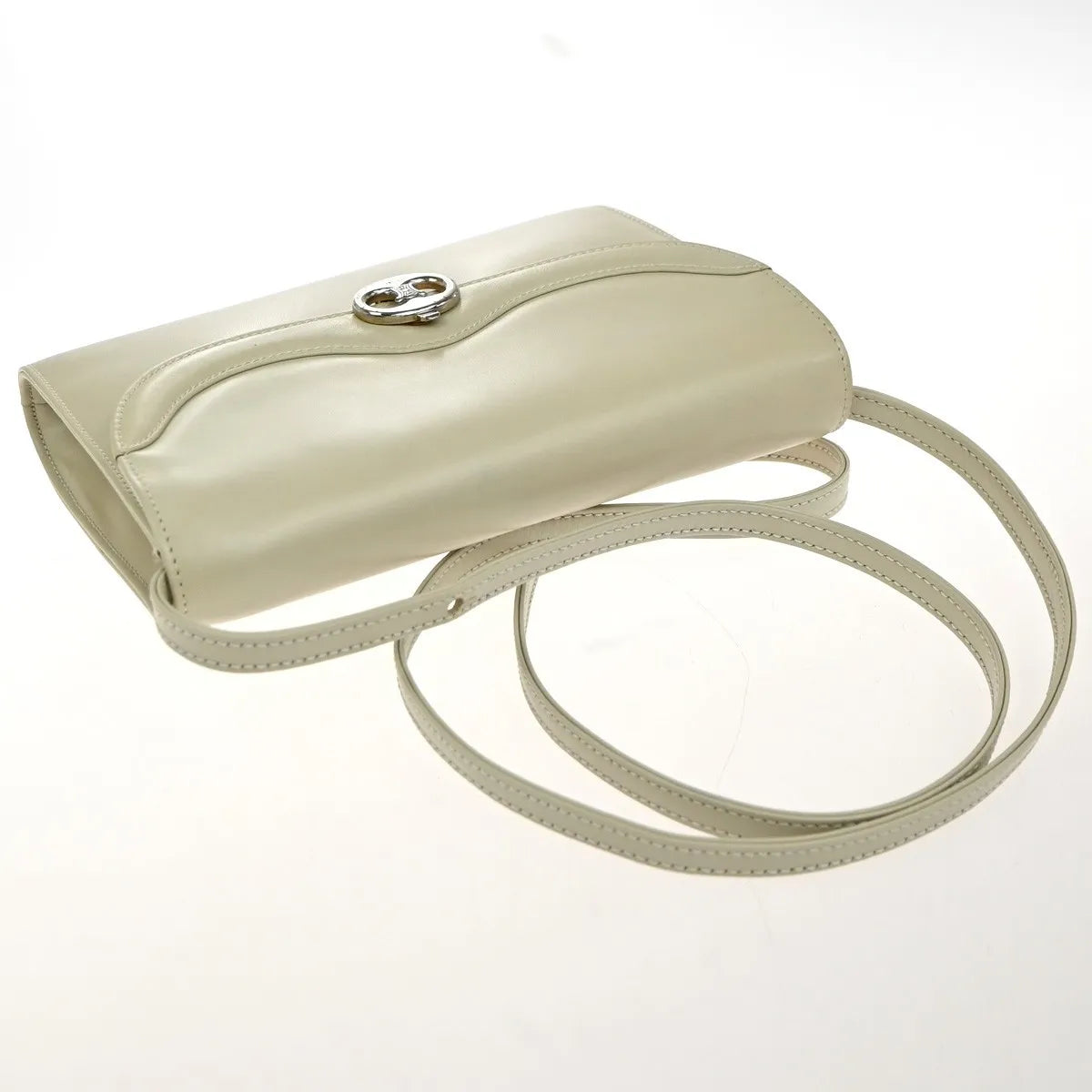 Celine Vintage Leather White Leather Shoulder Bag Bag (Pre-Owned)