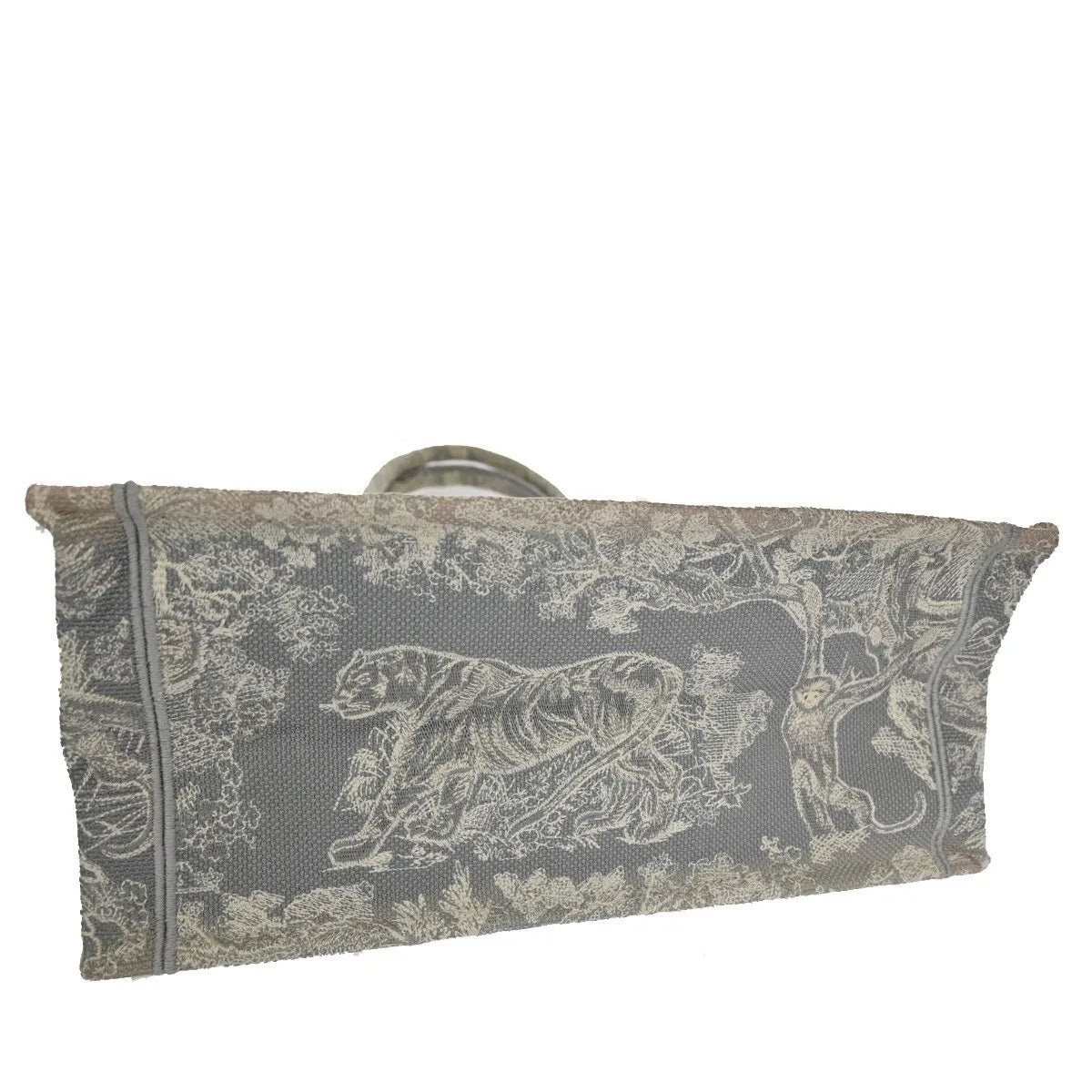 Christian Dior Book Tote Embroidered Canvas Gray Canvas Bag (Pre-Owned)