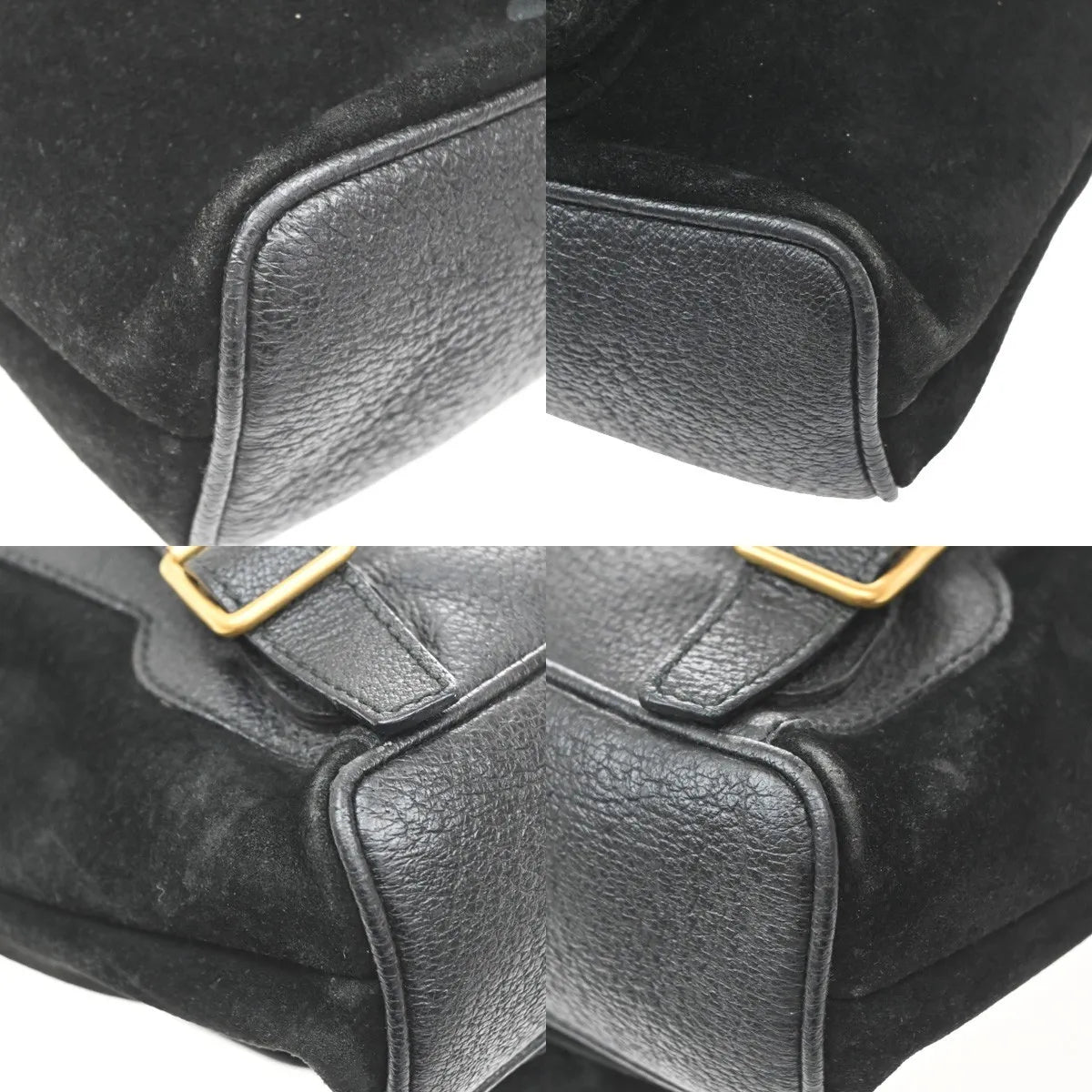 Gucci Vintage Bamboo Suede Black Suede Backpack Bag (Pre-Owned)